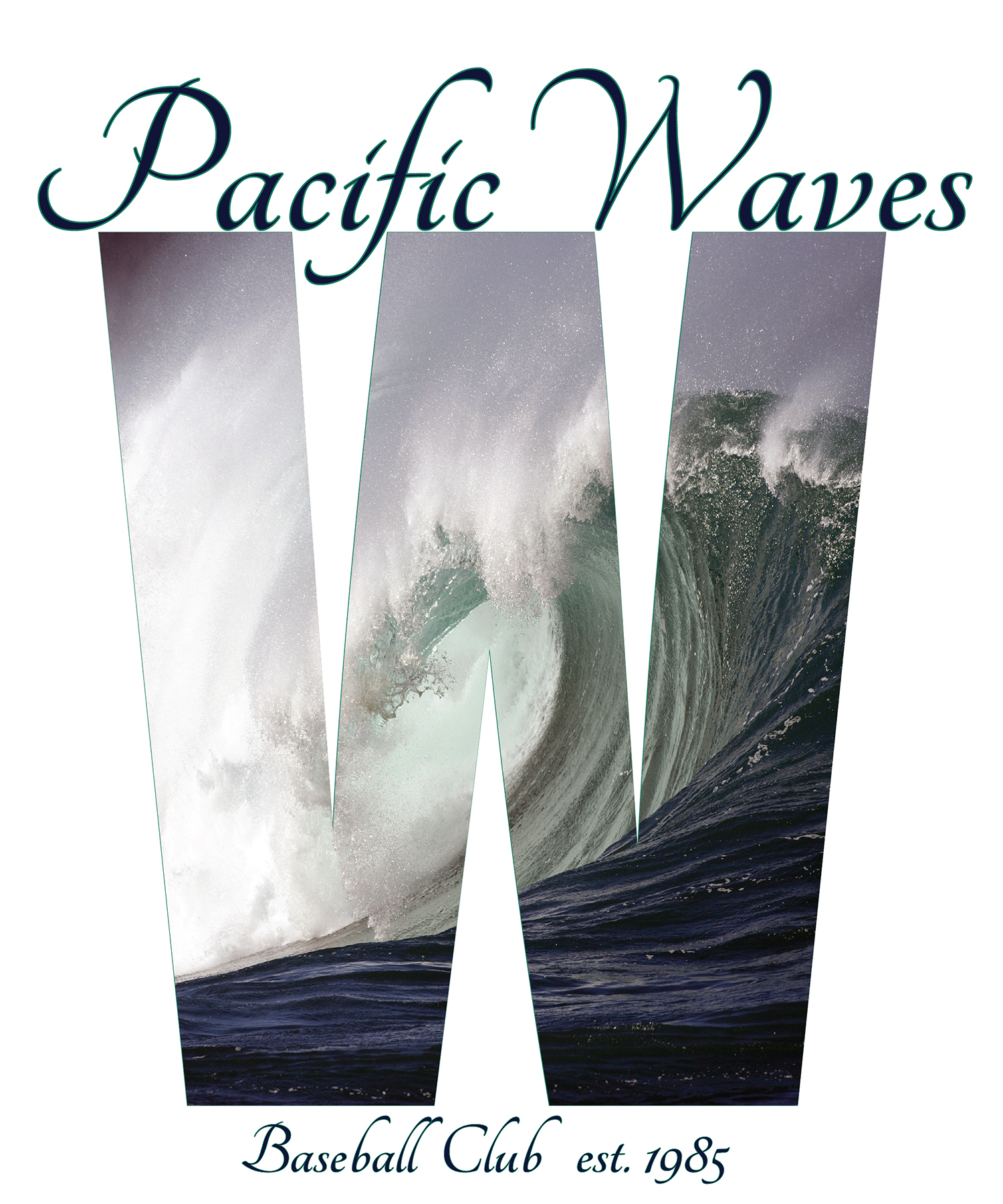 Logo for fantasy baseball team, the Pacific Waves